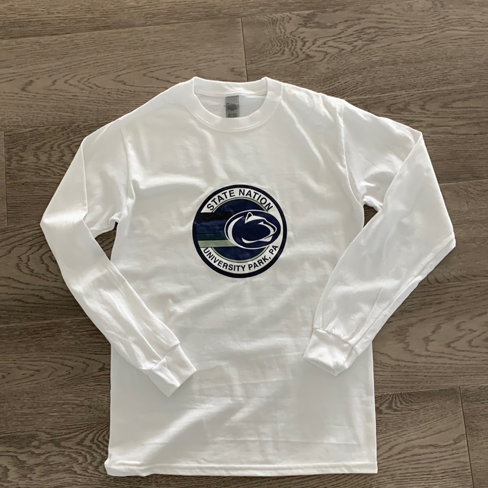 Penn state l/s white tshirt with Aviator nation theme logo